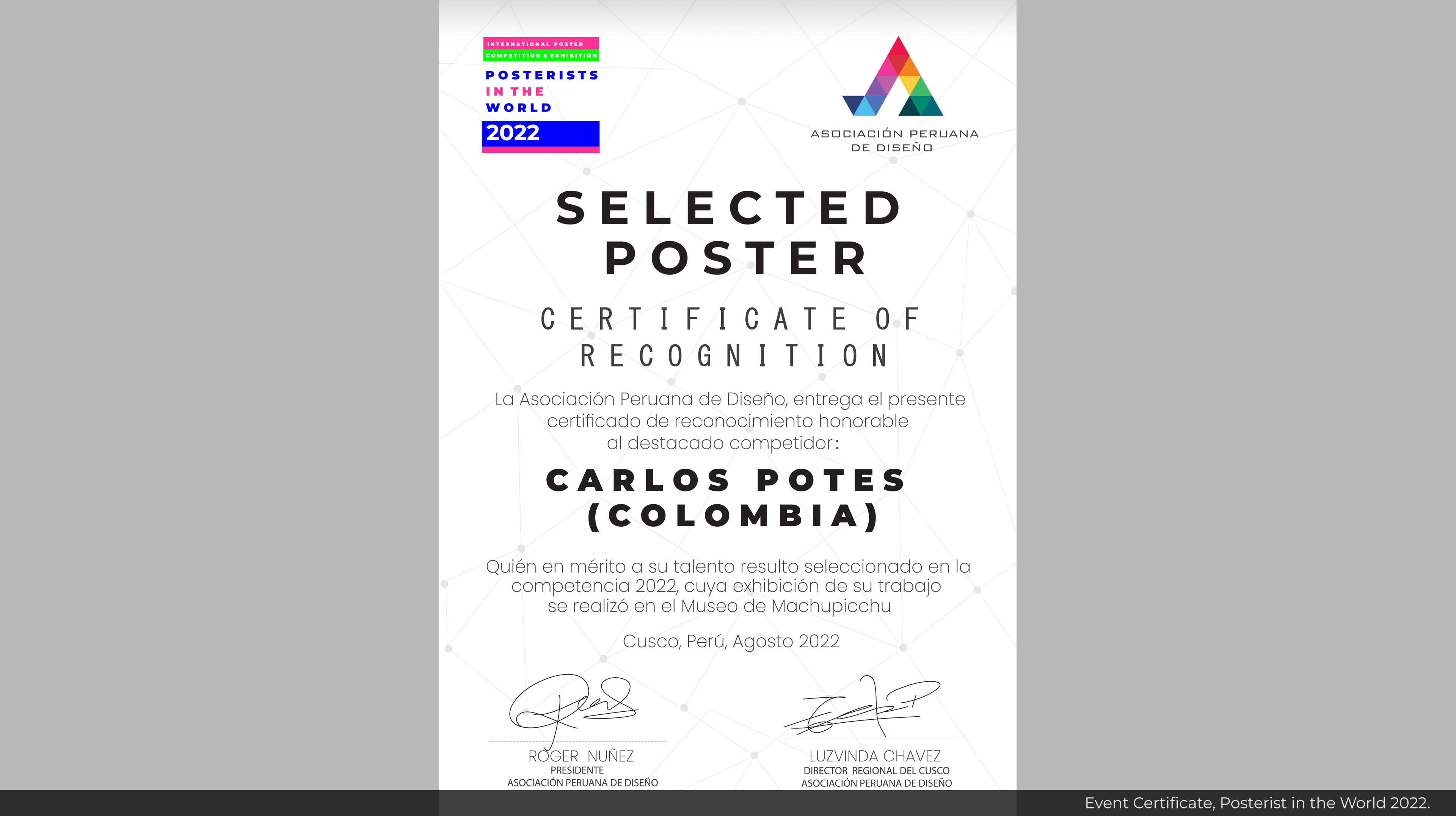 Event Certificate, Poster selected.